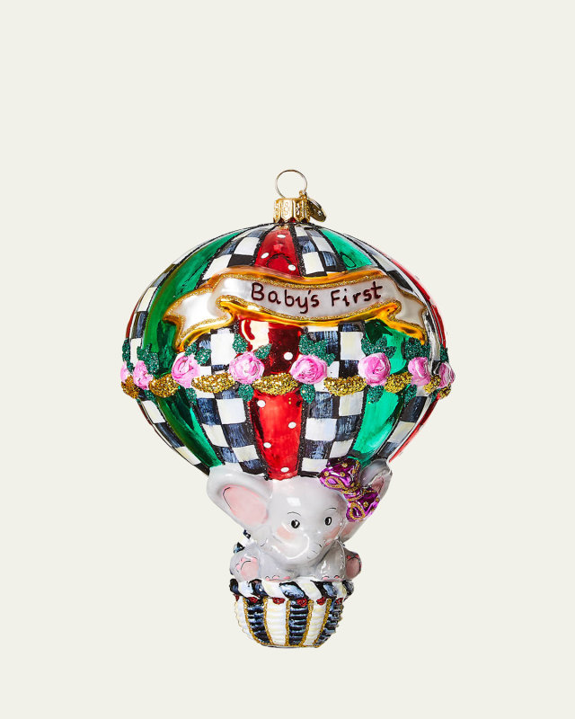 Baby's First Balloon Glass Christmas Ornament